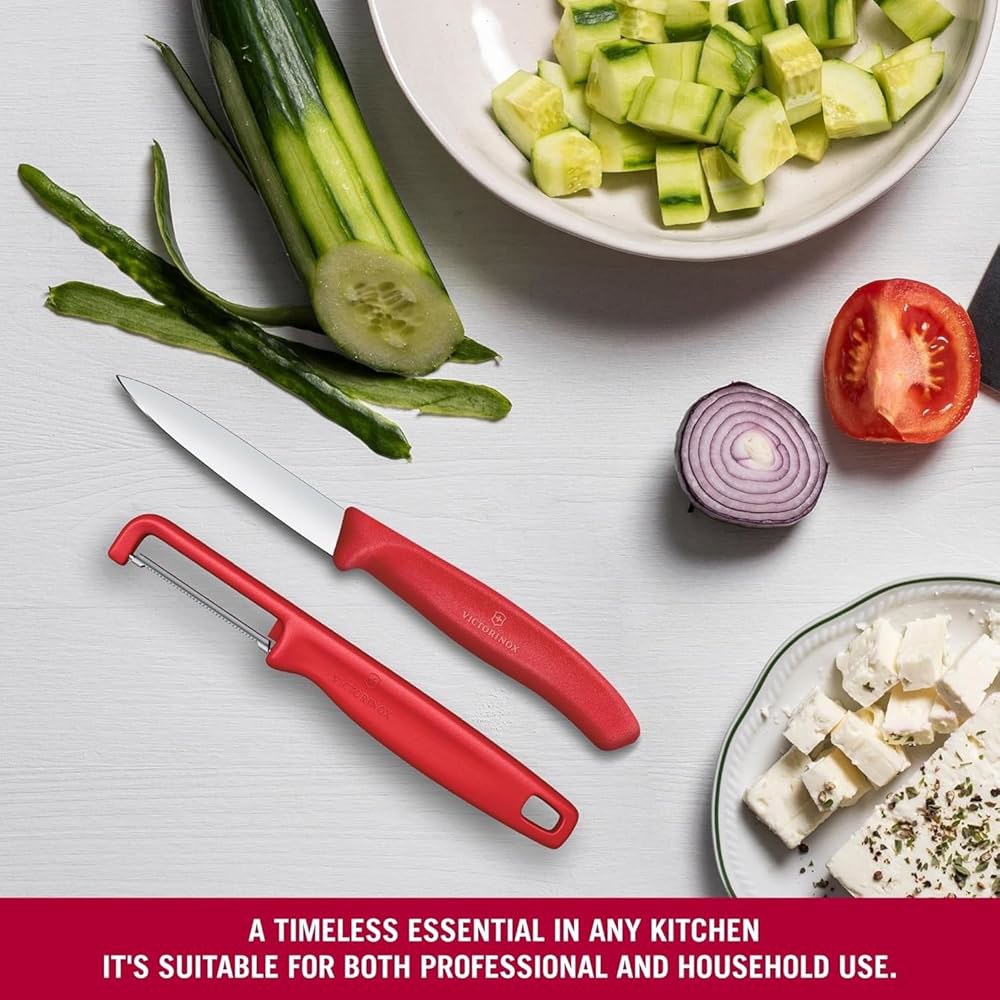 Victorinox Swiss 클래식 2피스 세트, 엣지 패링 I-필러 및 스트레이트 나이프 - 레드 포함 7.6cm(3인치) Green 3.2 - 상세 이미지 2