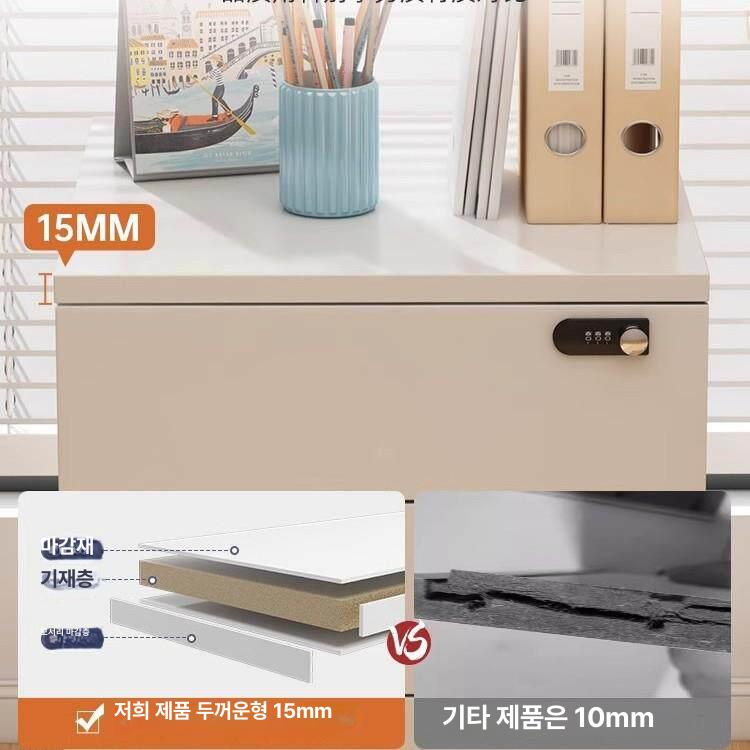 이동식 3단 깊은 서랍장 바퀴달린 캐비닛 미니 철제 낮은 - 상세 이미지 2