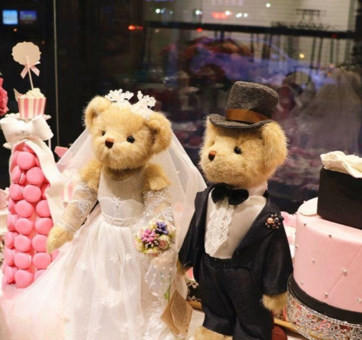 곰인형 미니어처 웨딩드레스 신랑신부 테일 페어 테디베어 결혼선물 고양이 - 상세 이미지 2