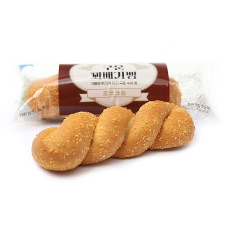 천원빵) 킹푸드 구운꽈배기빵 초코크림 100g (1묶음 10개입)