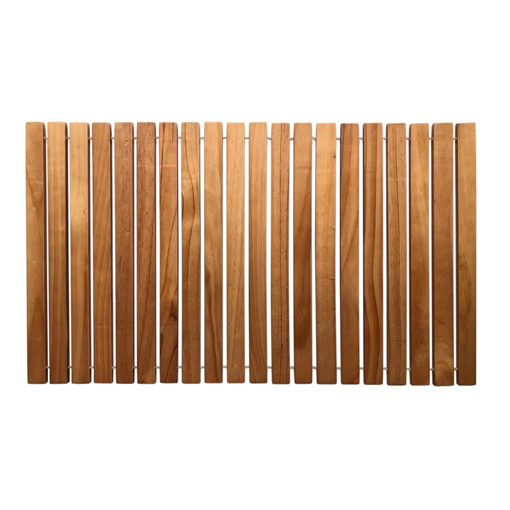 Wooden idea 롤업 나무 피크닉 건조대, 롤 휴대용 PU 표면 여행용 주방, 탑, 접시 캠핑 공원, 싱크 목재 테이블 매트 야외 방수 접이식 잔디 코팅 오버 - 상품 이미지