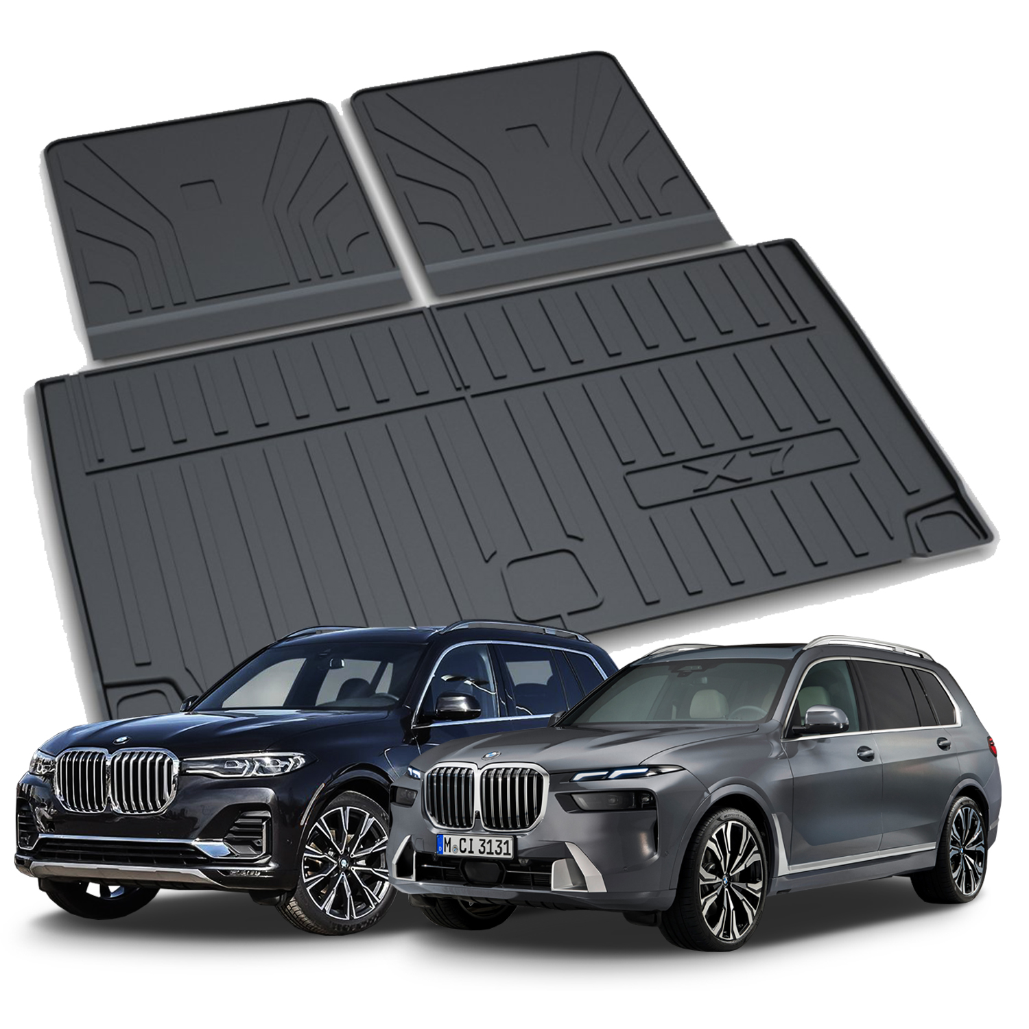 리얼핏 카본디자인 3D 논슬립 TPE 트렁크매트 BMW X7, 트렁크