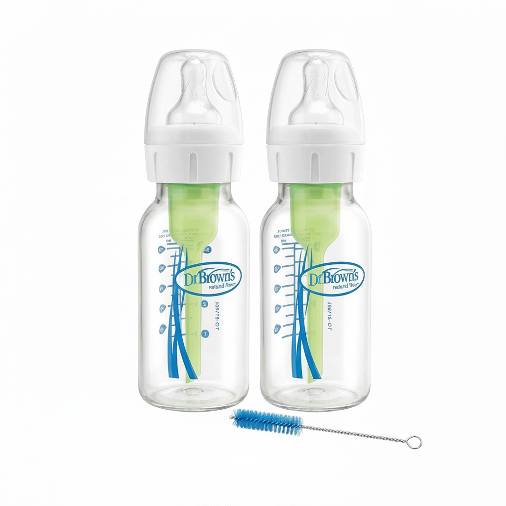 닥터브라운 내로우넥 유리 젖병 세트 미국산 120ml, 2개, 화이트