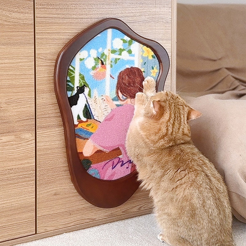 고양이 스크래쳐 부착형 소품 반려동물 장난감 수직형 스크래치 발톱 관리용 반려묘매트 - 상품 이미지