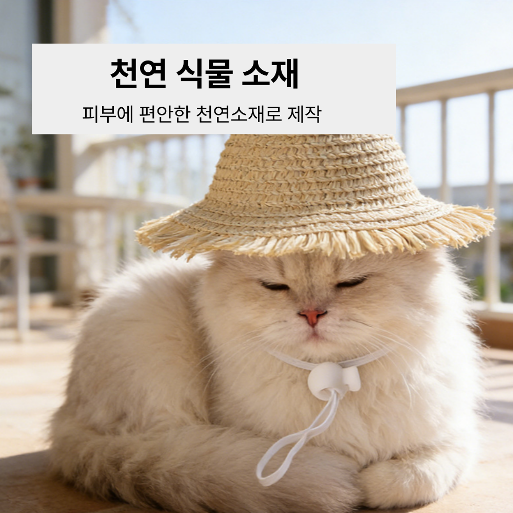 위드레오 고양이 밀짚 모자 여름모자 자외선차단 - 상세 이미지 2