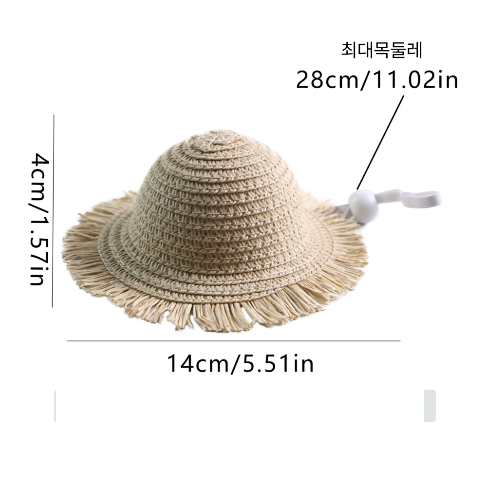 위드레오 고양이 밀짚 모자 여름모자 자외선차단 - 상세 이미지 5