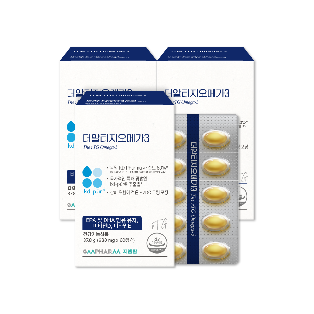 지엠팜 더 알티지 rTG 오메가3 KD파마 초임계 임산부 비타민D 청소년 60캡슐, 3개 이미지 2