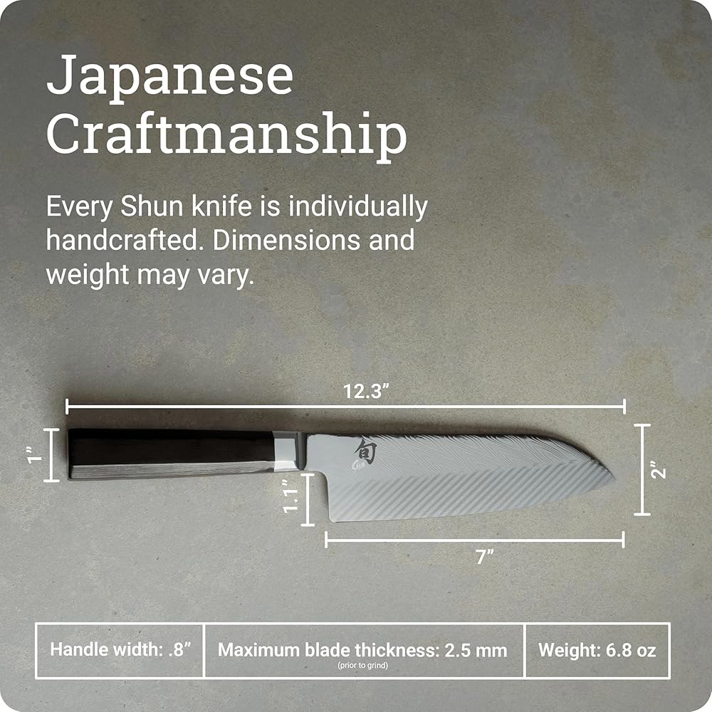 Shun 듀얼 코어 17.8cm(7인치), 산토쿠 스테인리스 전통 내구성 나무 사야 칼날, 2중 수작업으로 사용. 날카로운 스틸 제작, 있는 일본에서 크롬 환상적인 고탄소 일본 - 상세 이미지 2