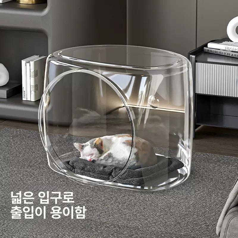숨숨집 하우스 고양이 안식처 오픈형 아크릴 투명 캣하우스 반려동물 휴식공간 - 상세 이미지 3