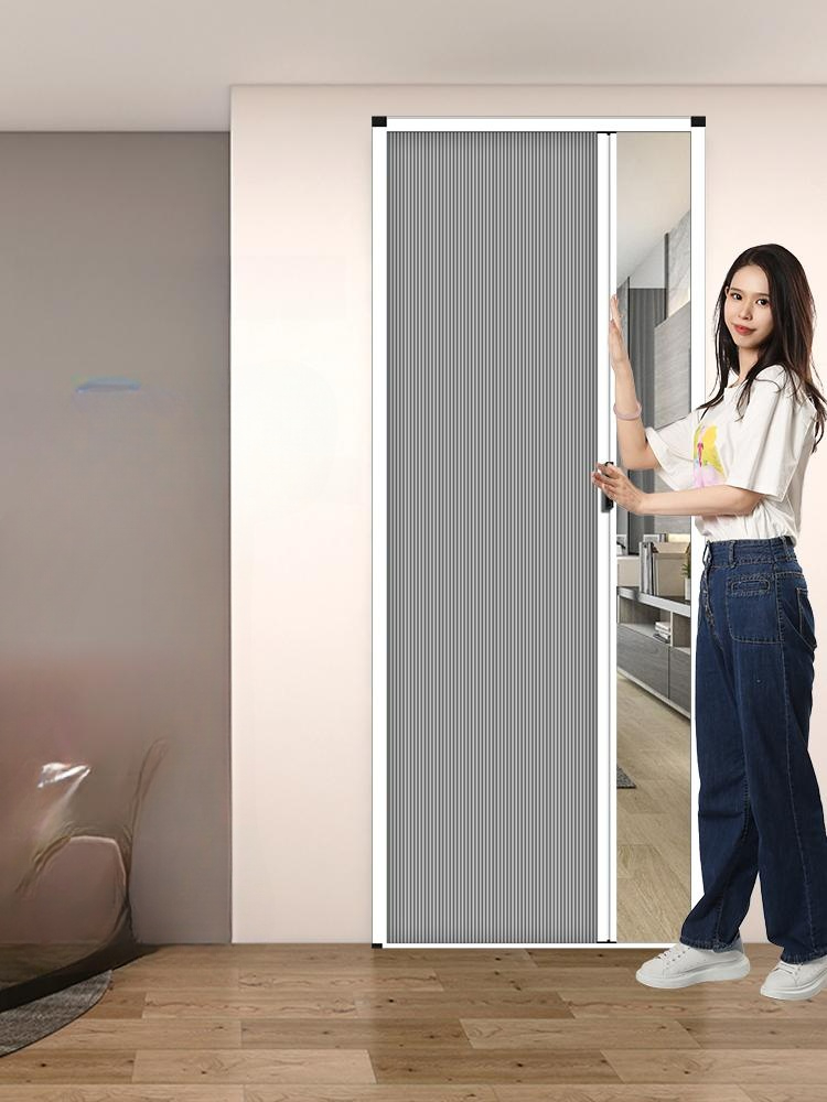 중문 파티션 가림문 간이 슬라이딩 도어 조립식 드레스룸 완전 차광 그레이 - 상품 이미지