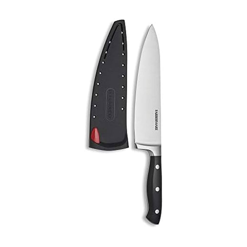 Farberware Edgekeeper 20.3cm(8인치) 단조 트리플 공학적 커버, 나이프, 셀프 셰프 인체 블레이드 주방 블랙 스테인리스 스틸 있는 칼, 날카로운 고탄소 면도 - 상품 이미지