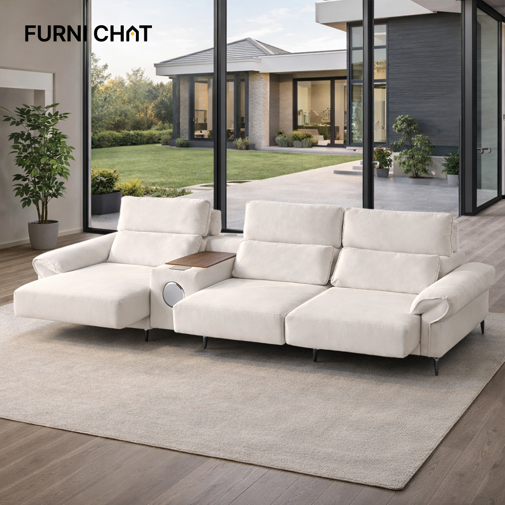 퍼니챗 몬스터 4인용 패브릭 리클라이너 소파 이지클린 독일오킨모터 슬라이딩 무빙 모션