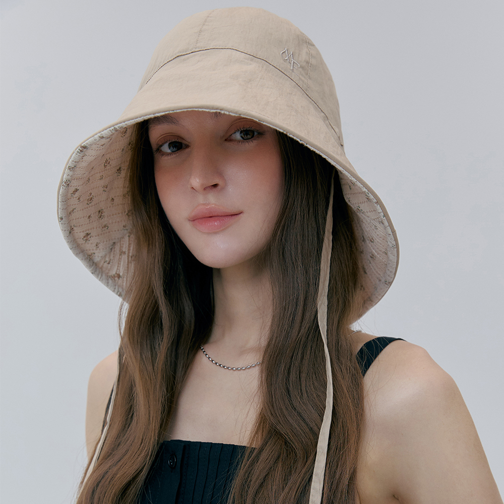 바스락 양면 꽃무늬 버킷햇 햇빛가리개 여성 여름 와이드 챙모자 벙거지 벙거지모자 이미지 2