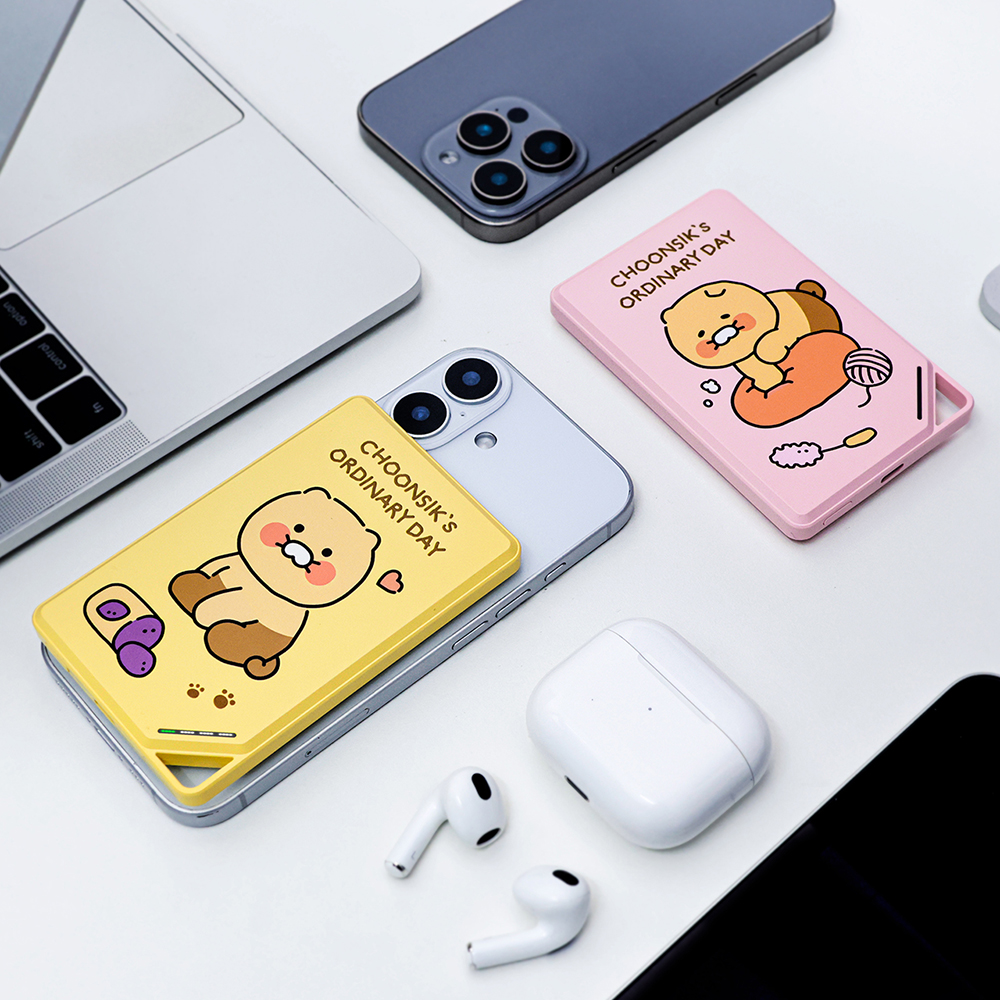 카카오프렌즈 춘식이 맥세이프 보조배터리 슬림형 무선 고속 충전 5000mAh 핑크 이미지 7