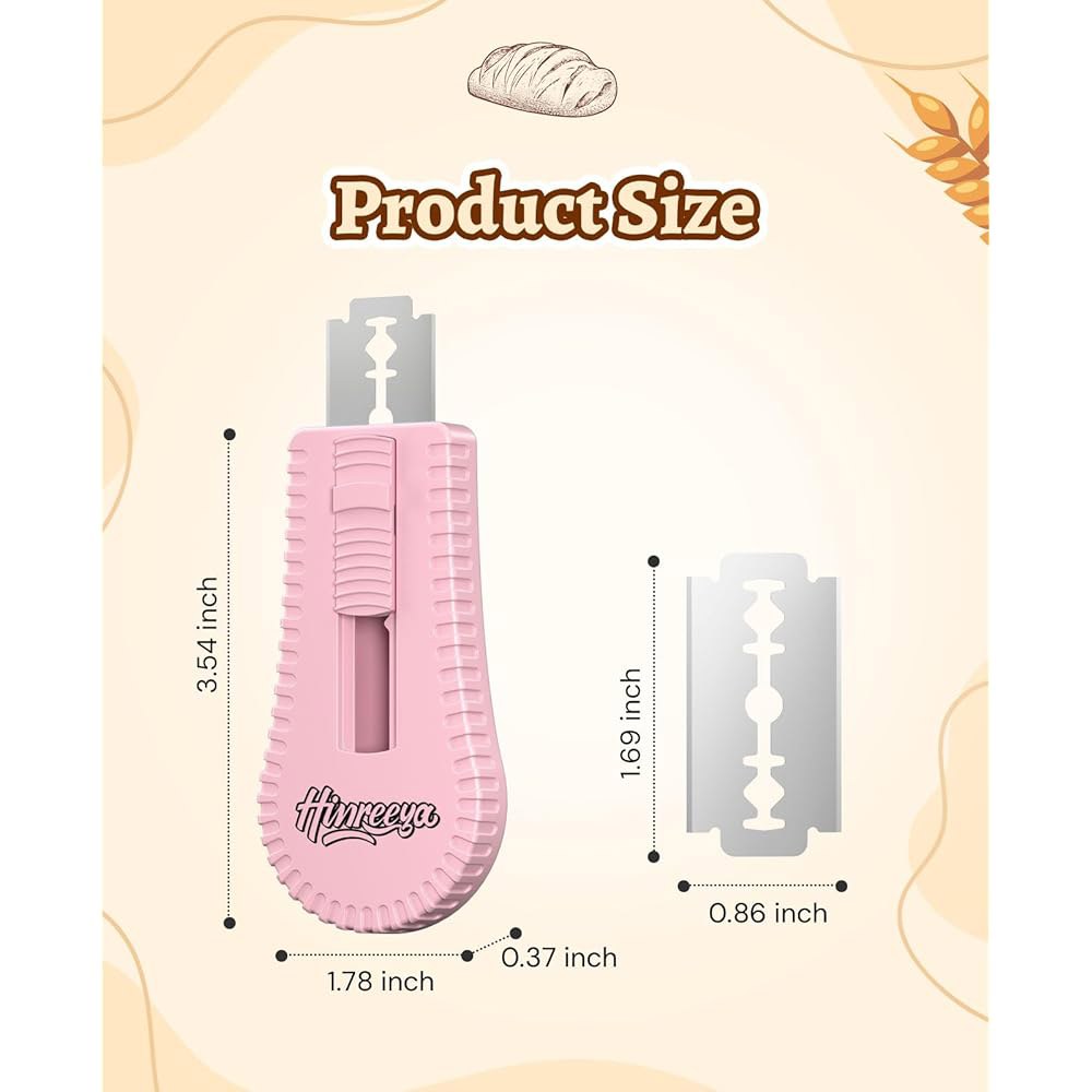 Hinreeya Bread Lame 사워도우 빵 5개 면도날 소책자 반죽 패턴 커터, 용품 빵, 용품, 및 스코어링 피자 베이킹 Black - 상세 이미지 3