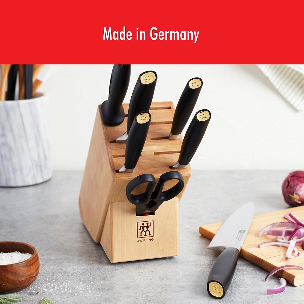 ZWILLING All Star 17.8cm(7인치) 할로우 엔드 산토쿠 광택 캡 엣지 - 골드 나이프 Gold Polished - 상세 이미지 2