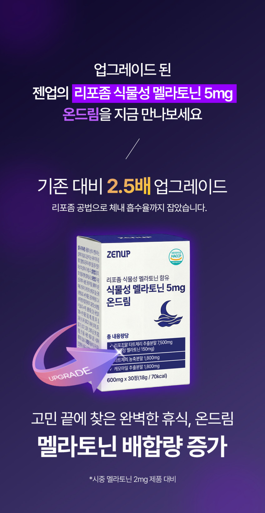 젠업 리포좀 식물성 멜라토닌 5mg 온드림 미국 타트체리 트립토판 테아닌 30정, 6개 판매처 상세 정보 이미지 2