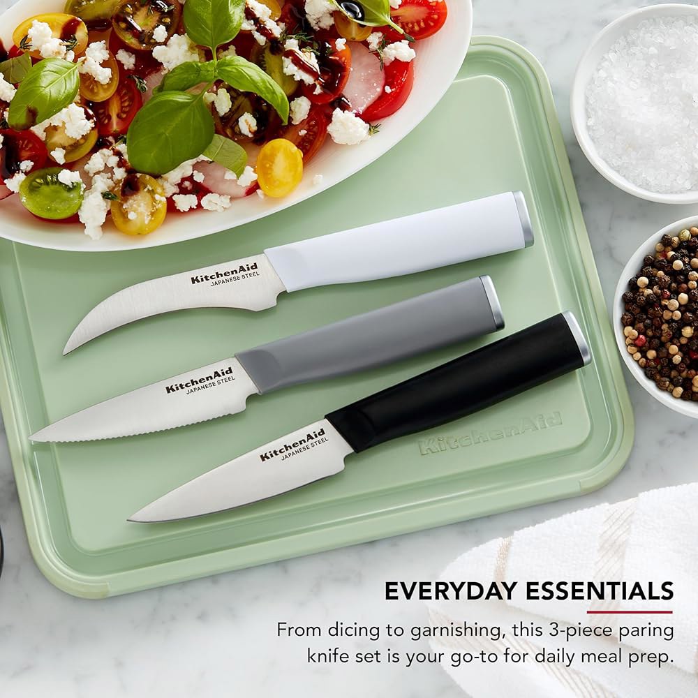 KitchenAid 패링 나이프 세트, 고탄소 날카로운 스틸 스테인리스 면도날처럼 멀티컬러 날, 주방 3피스, Multicolor 3.5 - 상세 이미지 2