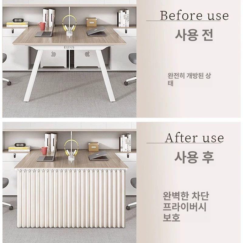 사무용 하부 책상 사무실 커튼 가림막 데스크 테이블 베이지화이트 80cm 80cm - 상세 이미지 2