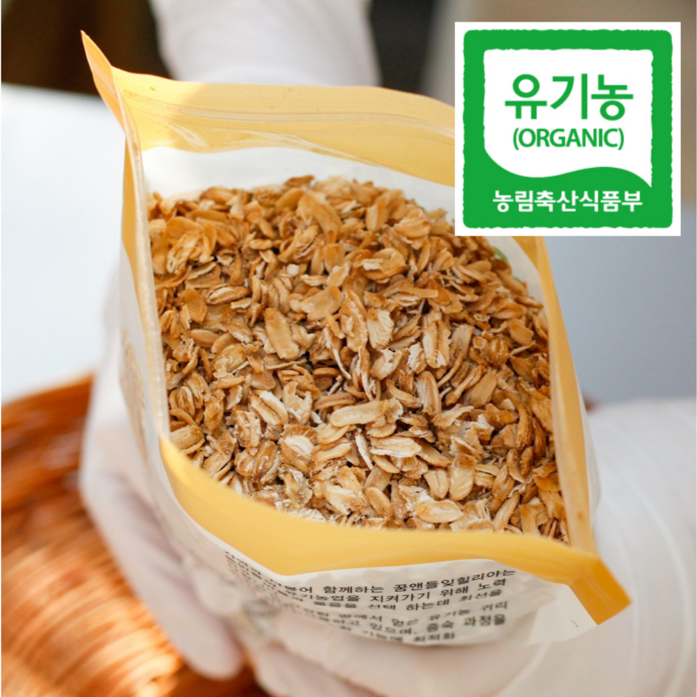 국산 오트밀 유기농 통 귀리 압착 무설탕 납작 400g - 메인 이미지