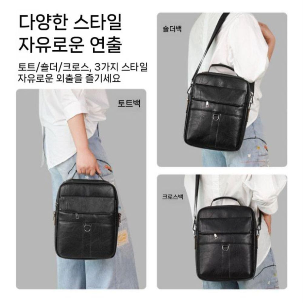 아이패드 에어 M4 가방 11인치 13인치 핸드백 태블릿 수납 가죽 숄더 크로스 백 - 상세 이미지 5