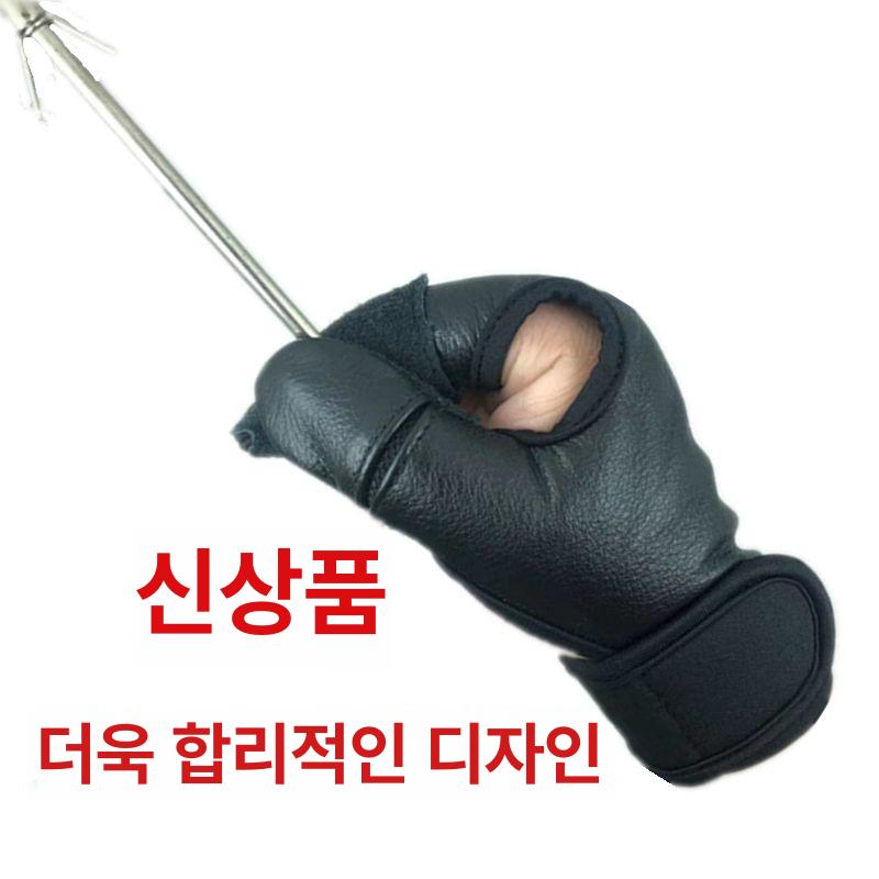 국궁장갑 양궁 두손가락 국궁깍지 슈팅 활깍지 블랙 빈티지 오른손 M - 상세 이미지 3