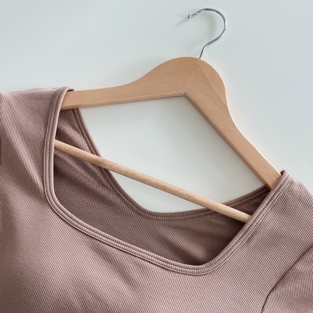 미브레 캡내장 여성 긴팔 브라티 골지 스판 기본티 U타입 블랙, 2XL - 상세 이미지 2