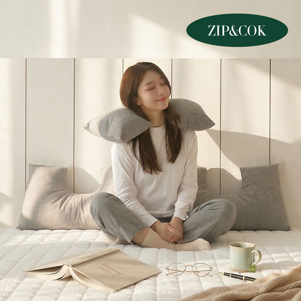 집앤콕 메밀 경추베개 낮은 경추목베개 일자목 목디스크 거북목 베개 잘자유 그레이