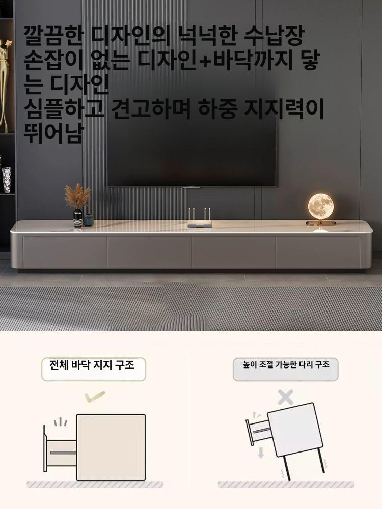 거실용 수납 테이블 소형 고급형 티 TV장 세트 100x50 스노우마운틴화이트+그레이 2단 - 상세 이미지 4