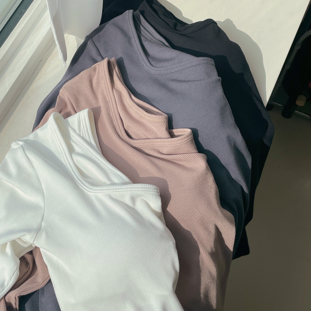 미브레 캡내장 여성 긴팔 브라티 골지 스판 기본티 U타입 블랙, 2XL 이미지 8
