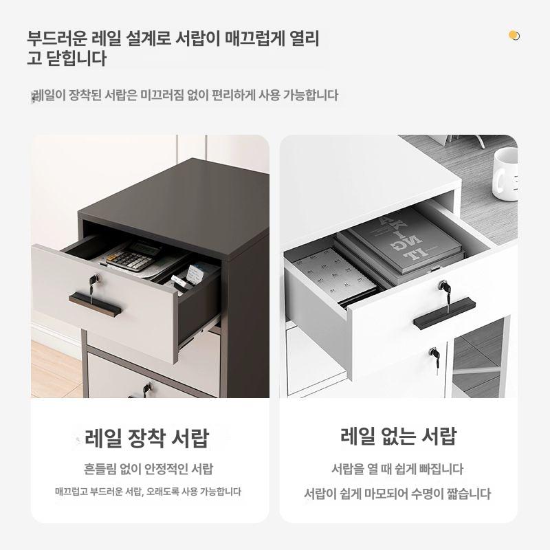 오피스 열쇠 서랍장 고급 사무용 사무실 개인 캐비넷 C. [2단 서랍 1캐비닛] 블랙그레이 - 상세 이미지 2