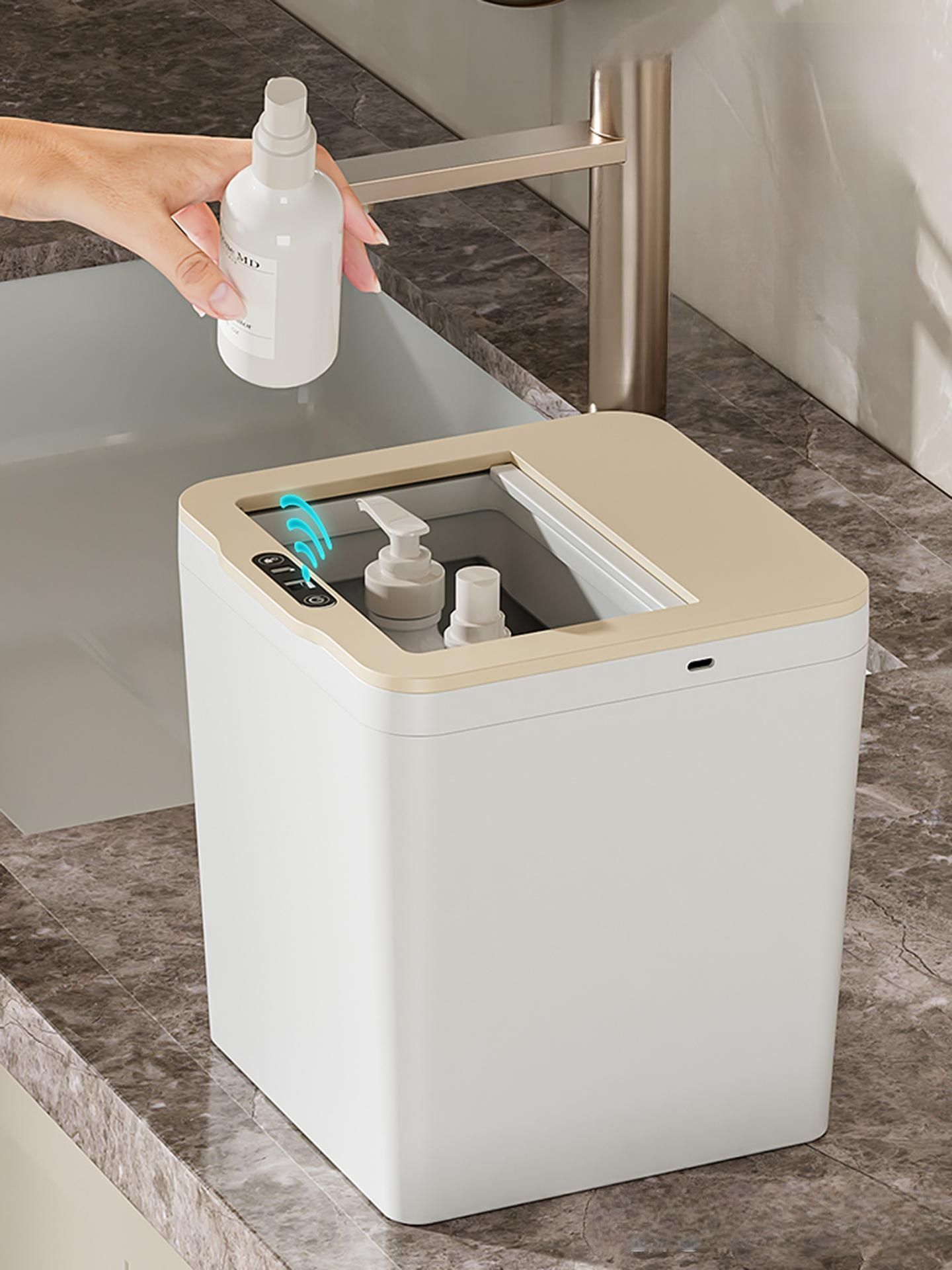 센서 자동 휴지통 탁상용 4L 모션 밀폐형 6L 스마트 6L 화이트 충전식 - 상품 이미지