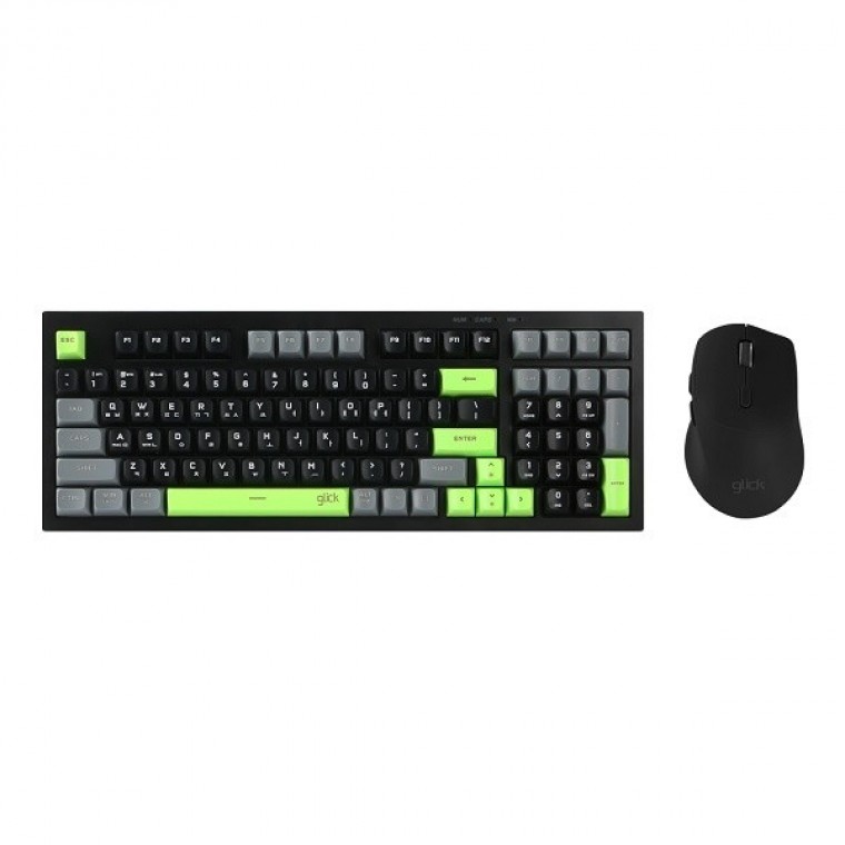 지니몰 지클릭커 오피스프로 WMK50 사일런스 M 무소음 무선 블루투스 98 키보드 마우스 세트 Poker Green - 상품 이미지
