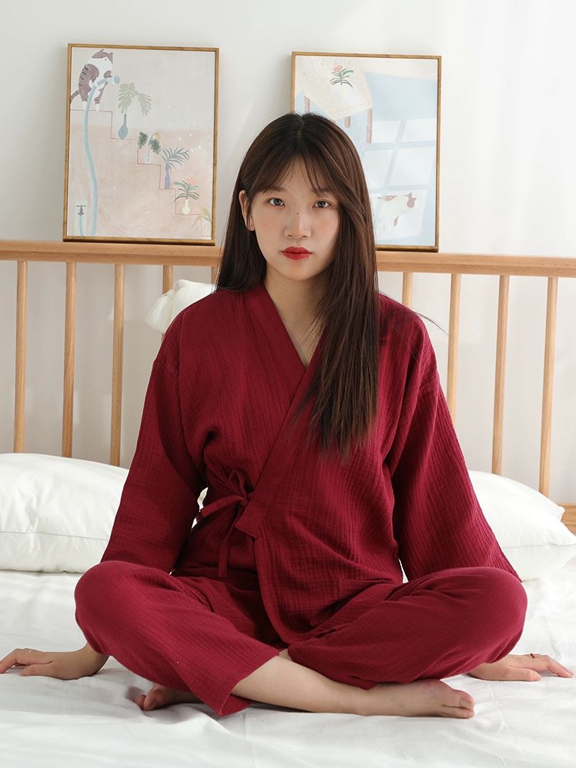 숯가마 사우나복 옷 마사지복 M 버건디 황토방 찜질복 핑크 레드 다이아몬드 패턴 M - 상세 이미지 3