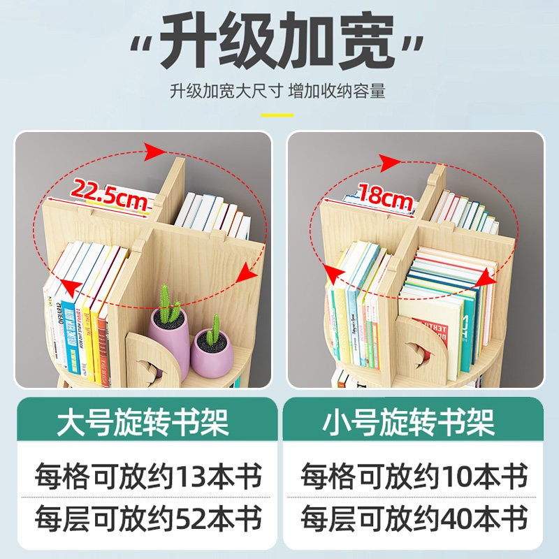 원목 회전책장 책수납 만화책 거실 서재 간이 가구 조립식 수납장 회전형 책꽂이장 - 상세 이미지 2