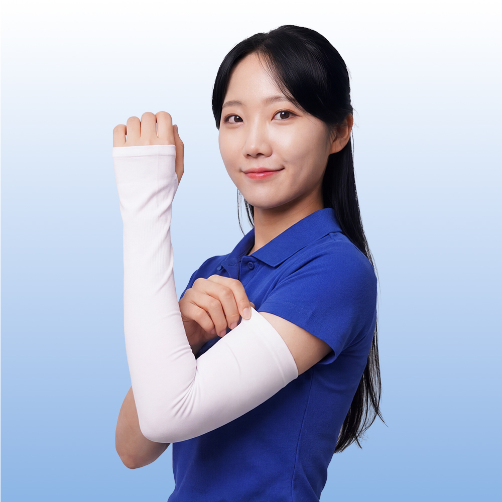 닥터체크 UV터치 쿨 팔토시 자외선차단 러닝 골프 등산 자전거 여름 손등커버 블랙 화이트 - 상세 이미지 2
