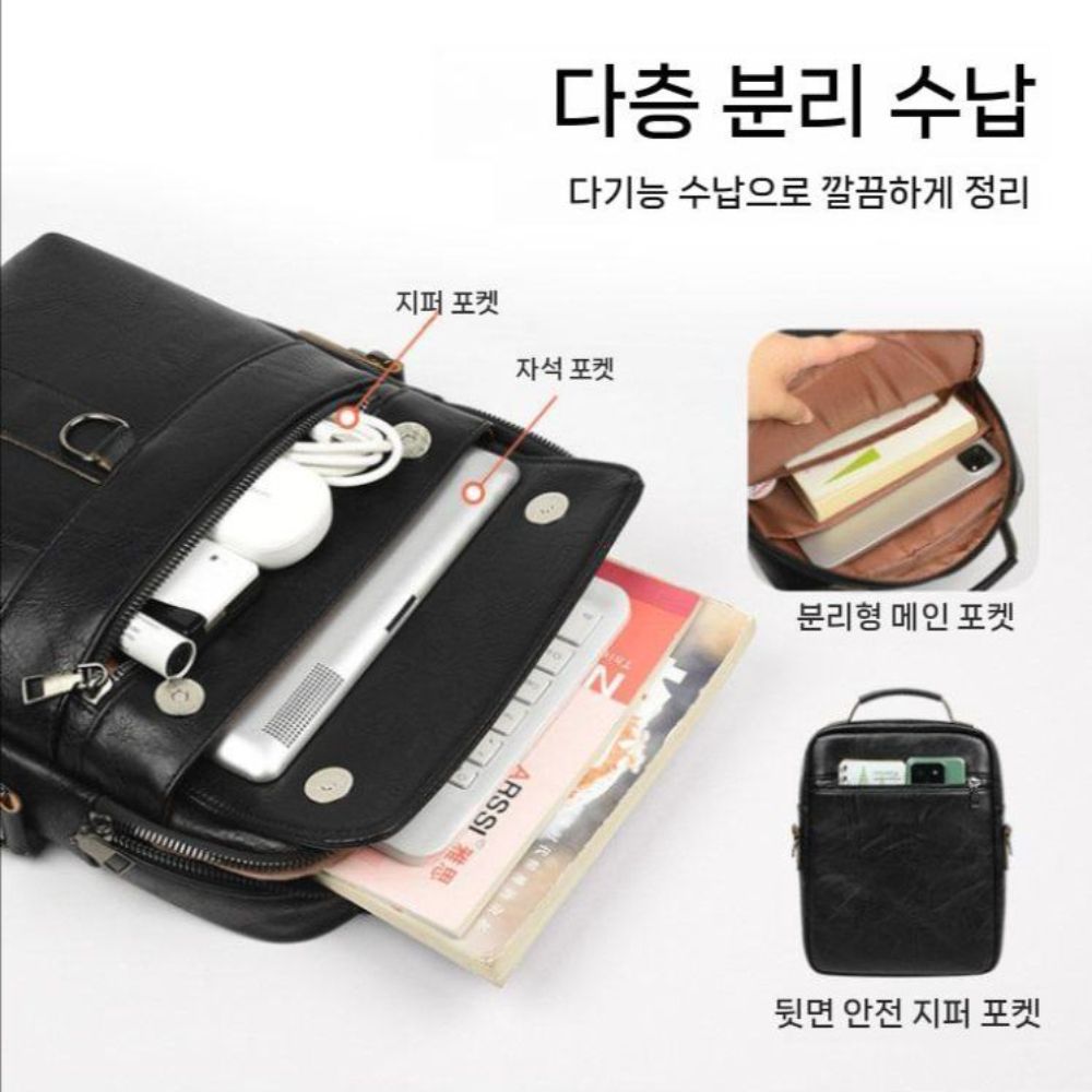 아이패드 에어 M4 가방 11인치 13인치 핸드백 태블릿 수납 가죽 숄더 크로스 백 - 상세 이미지 4