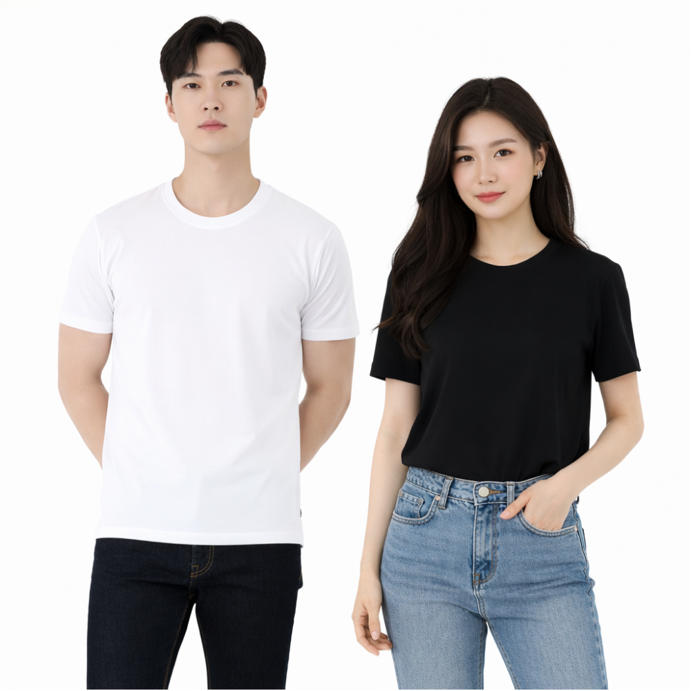 반팔면티 기본 무지 운동 회사 학생티셔츠 흰티 30수코사마 소량단체 흰색(WHITE), 95(M)) - 상품 이미지