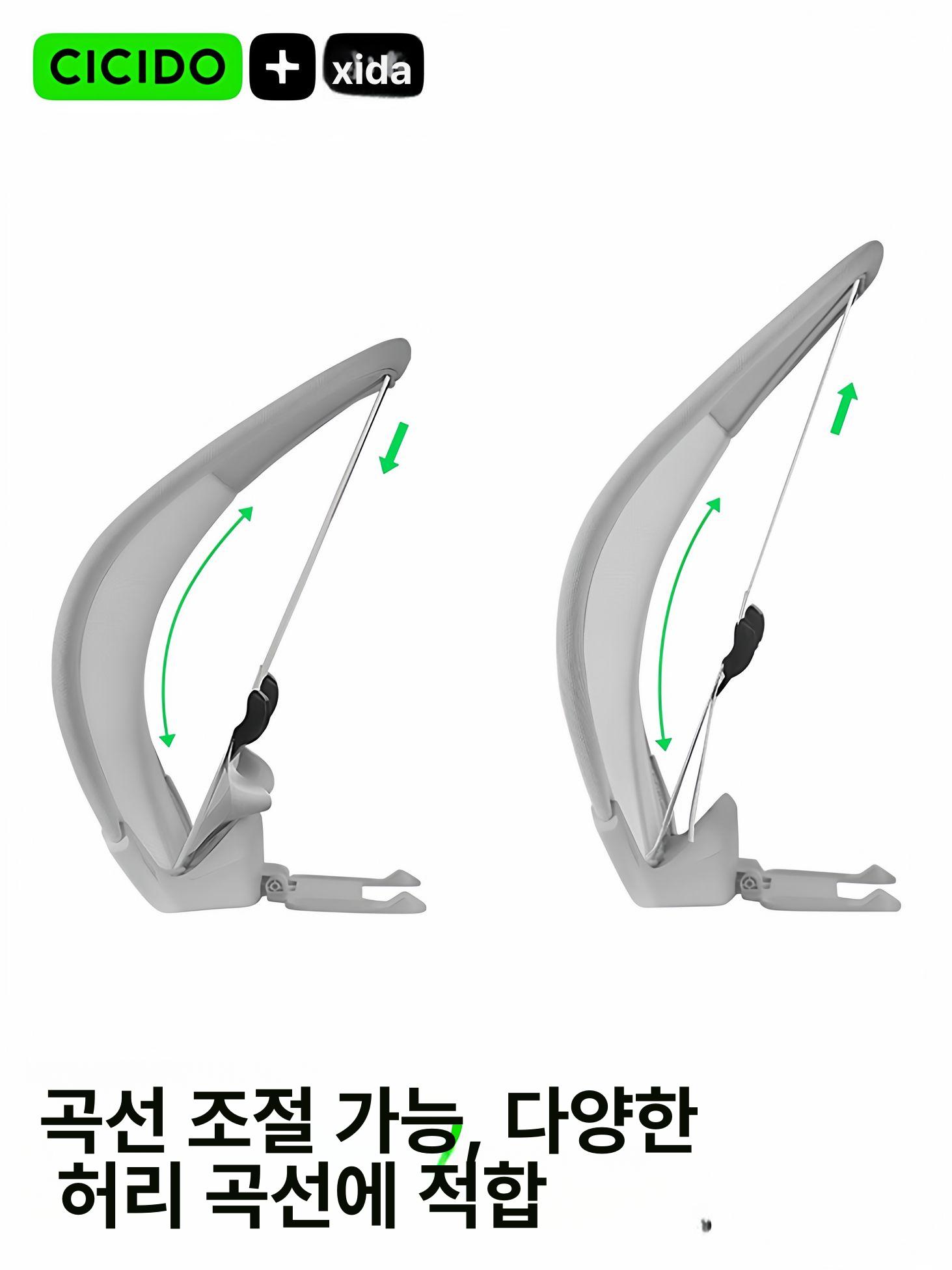 차량용 목쿠션 뒷좌석 요추지지 운전석 등쿠션 통기성 블랙 조절식+특허고정플러그 - 상세 이미지 2