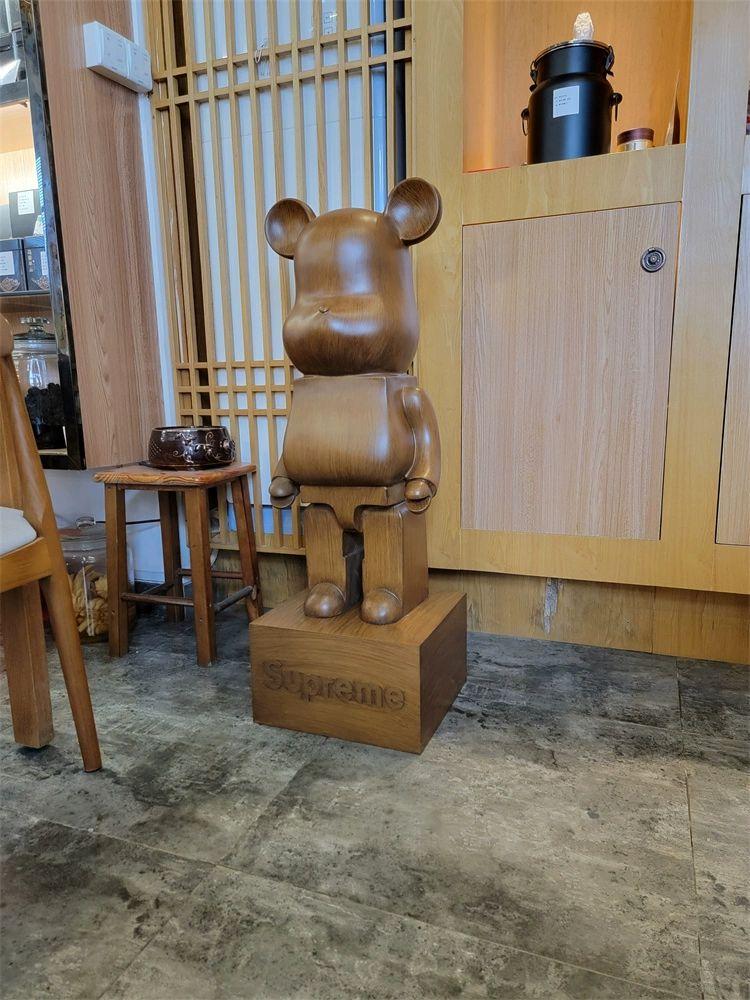 월넛 곰돌이 저금통 원목 나무 인테리어 조형물 대형 블루 조각상 월넛색 호두색 피규어 - 상세 이미지 5