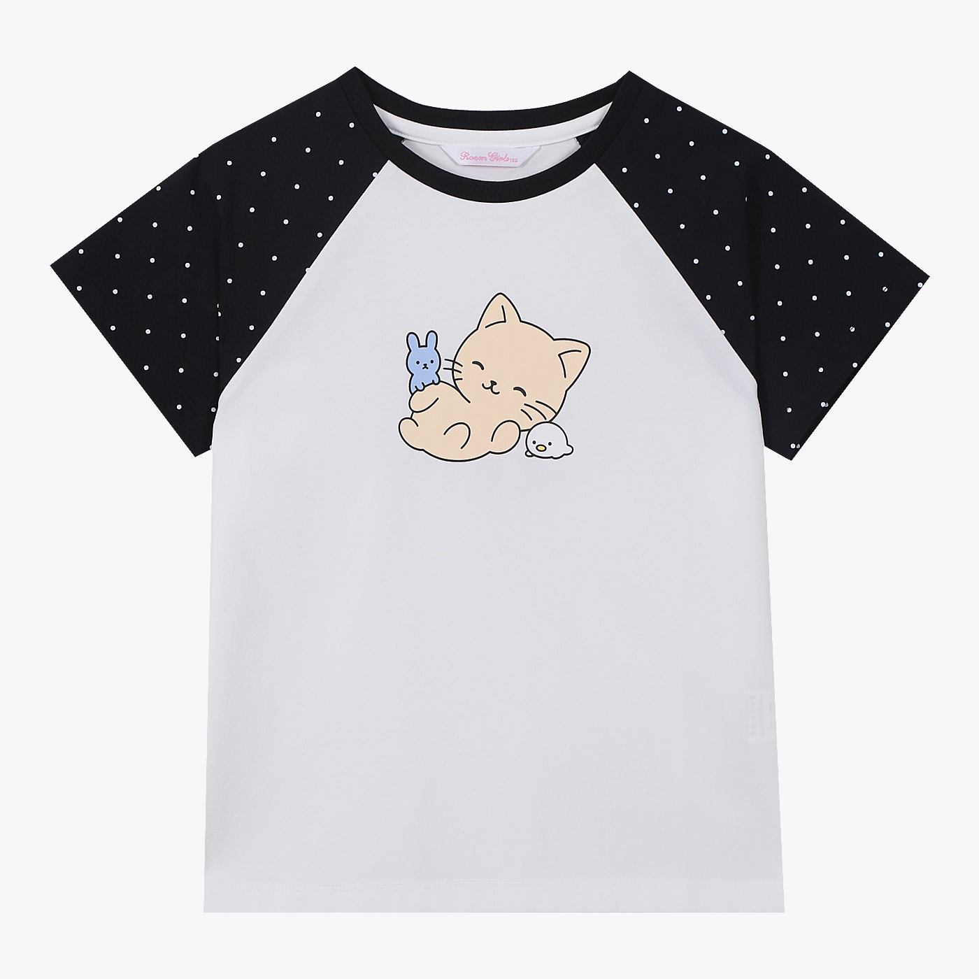 로엠걸즈 도트 라글란 고양이 티셔츠 RGRA2633C - 상세 이미지 5