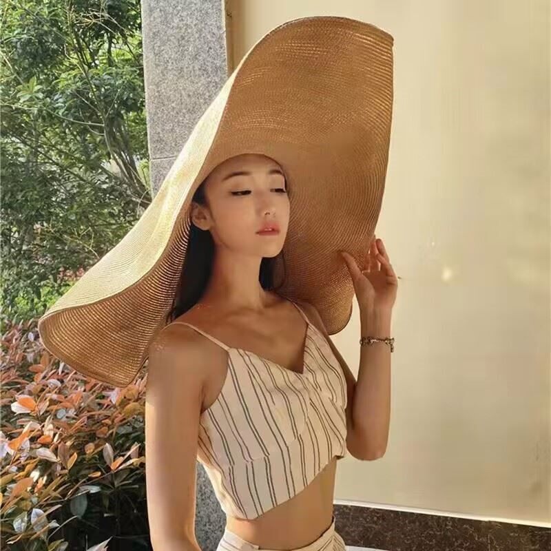 초대형 밀짚모자 여름 라탄 왕골 해변 바캉스용 와이드챙 돌돌이 플로피햇 - 상세 이미지 2