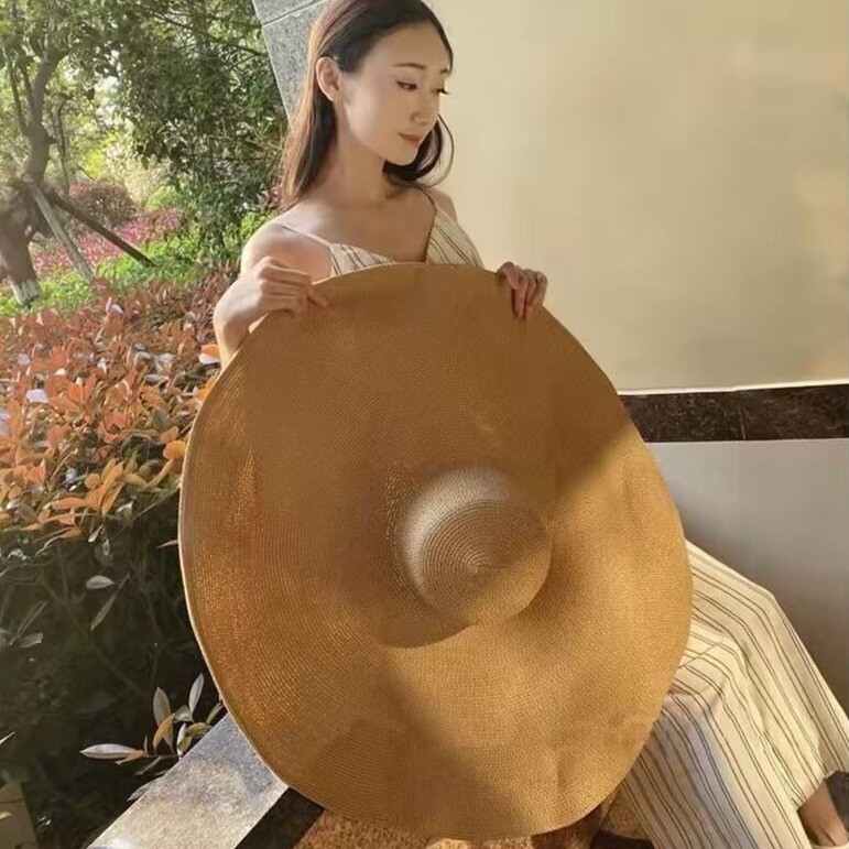 초대형 밀짚모자 여름 라탄 왕골 해변 바캉스용 와이드챙 돌돌이 플로피햇 - 상세 이미지 3