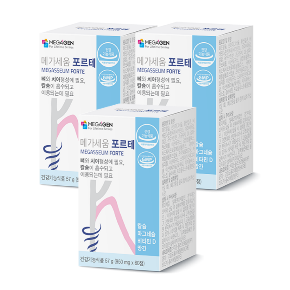 메가젠 메가세움 포르테 칼슘 마그네슘 비타민 D 망간 약 3개월분 제품 이미지