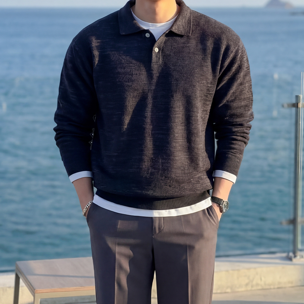 1+1 니트맨투맨 긴팔카라티 오버핏맨투맨 이미지 7