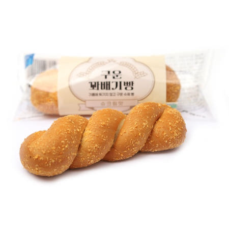 천원빵) 킹푸드 구운꽈배기빵 슈크림맛 100g (1묶음 10개입)