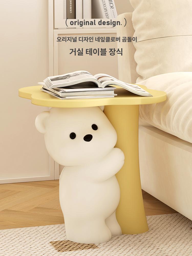 곰 사이드 테이블 탁자 협탁 캐릭터 트레이 선반 거실 옐로우 블루투스 버전 - 상세 이미지 2