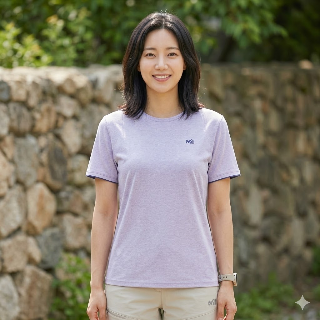 MILLET 밀레 여자 아웃도어 아이스냉감 항균 라운드 반팔티셔츠 - 상품 이미지