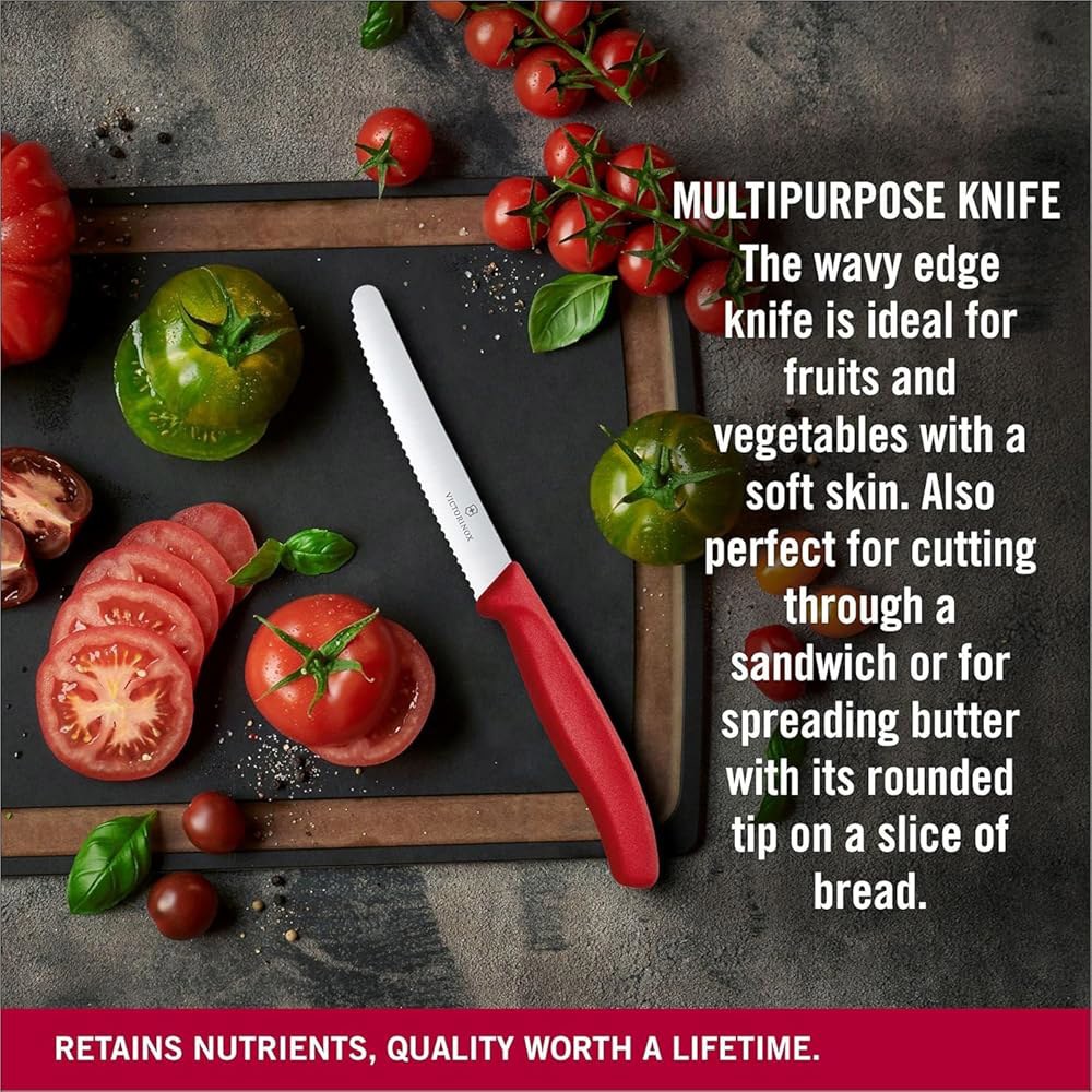Victorinox Swiss 스테인리스 스틸 6피스 블루 오렌지, 핸들 레드, 톱니 11.4cm(4.5인치) 그린, 포함 옐로우, 세트, 스테이크 파이브록스 원형 나이프 핑크, - 상세 이미지 3