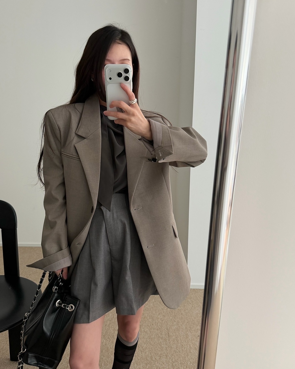 네클 여성 봄 오버핏 루즈핏 싱글 블레이저 자켓 - 상세 이미지 2